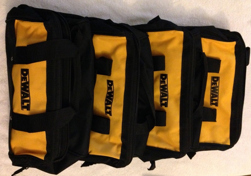4 New Dewalt N037466 Heavy Duty Ballistic Nylon 13" Tool Bags w/ Solid Runners gallery