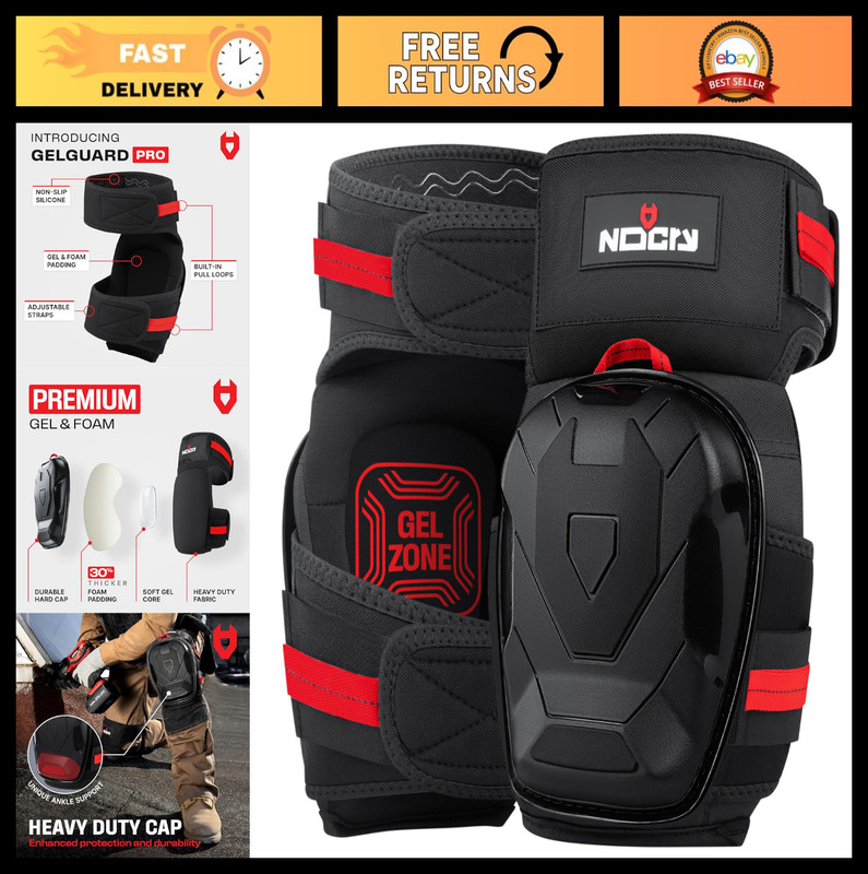 Heavy Duty Knee Pads for Men | Construction Ankle Support, Anti-Slip Cap, Gel Pa
