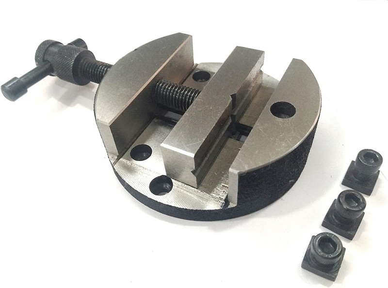Buyohlic Round Vise Vice for 3" & 4" Rotary Table + 3 Fixing Tee Nut-Milling gallery