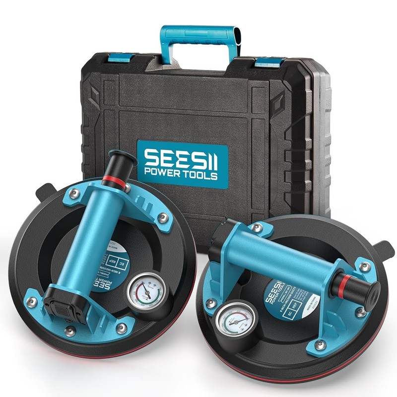 SEESII Suction Cups for Glass Lifting: 8″ Tile Suction Cup Lifter with Handle