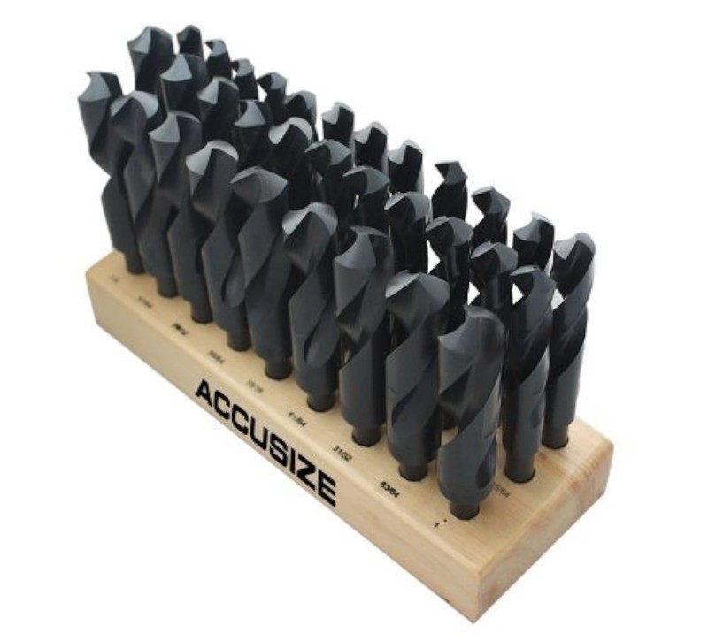 Accusize Industrial Tools 32 Pcs Hss 1/2» Shank,33/64» to 1» 64Ths,H516-6506