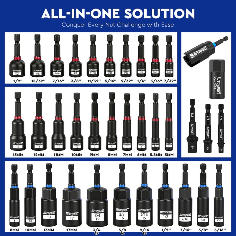 80PC Magnetic Impact Nut Driver Screwdriver Adapter Set MM Inch 1/4 Quick Change gallery