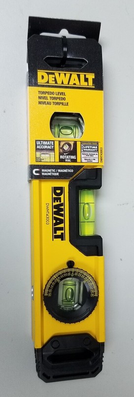DEWALT DWHT43003 MAGNETIC TORPEDO LEVEL IN RETAIL PACKAGING