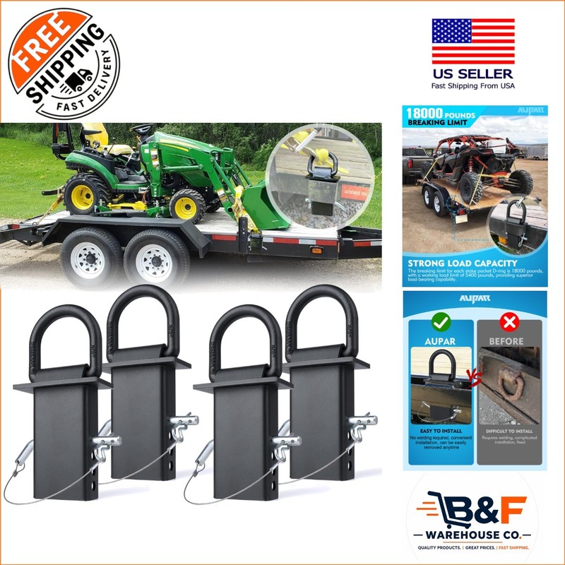 5/8″ Heavy-Duty D-Rings for Trailers – Adjustable 18,000 lbs Tie-Down Utility