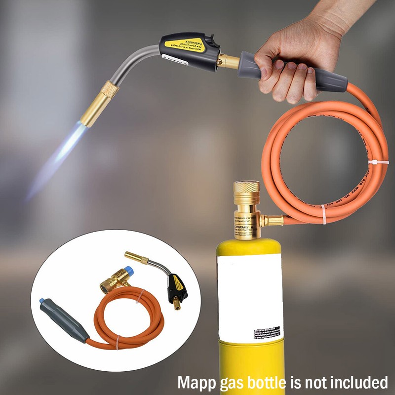 Mapp Gas Plumbing Turbo Burner Torch Hose Propane Soldering Brazing Welding Kit