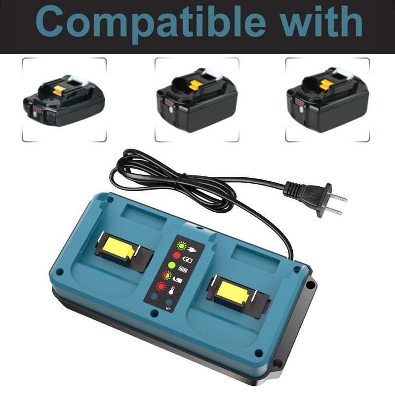 18V Dual-Port Rapid Charger for Makita 18 Volt LXT Lithium-Ion Battery BL1830B