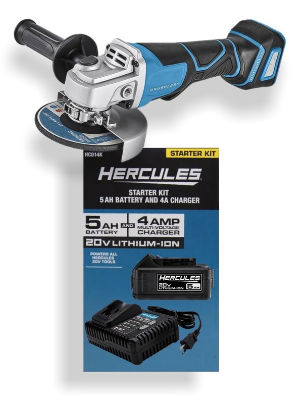 Fits HERCULES 20V Brushless 4-1/2 in. to 5 in. Angle Grinder w/Battery & Charger
