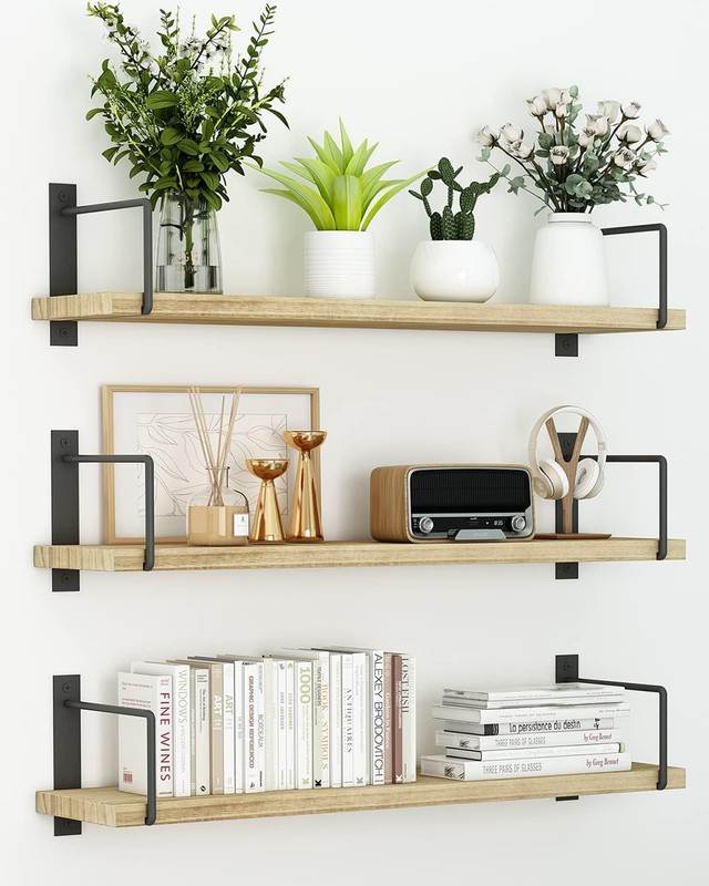 Floating Shees, 24 Inches, Easy to Install, Wall Mounted, Set of 3,