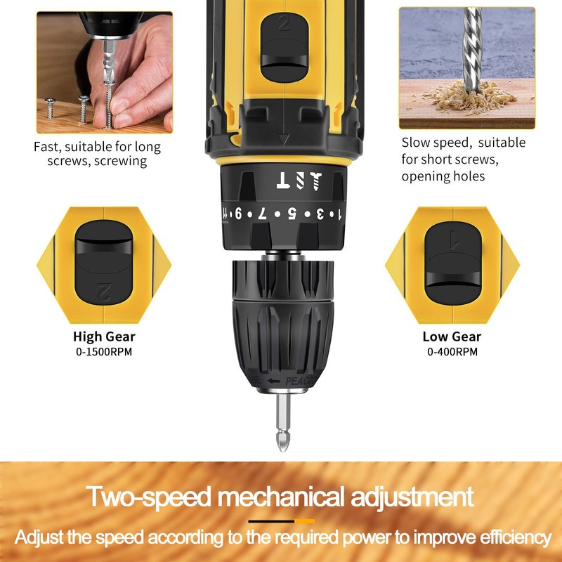 24V Cordless Drill Set Electric Power Drill 34Pcs with 3/8 Inch Keyless Chuck gallery