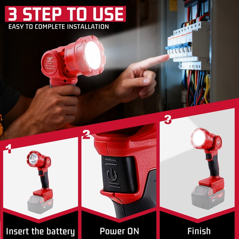 CISIVIS LED Flashlight Cordless Led Work Light Compatible Milwaukee M18 Battery gallery