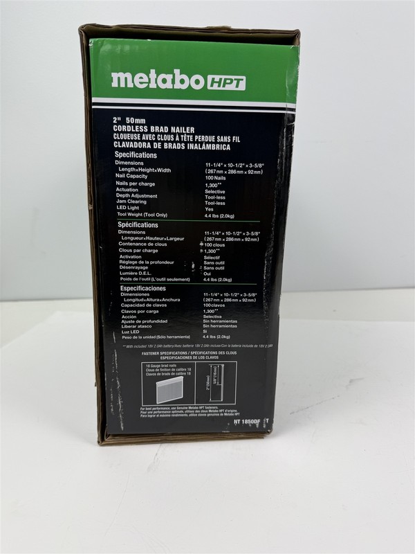 Metabo HPT NT1850DF T 18V Brushless Cordless Li-Ion 18G Straight Brad Nailer Kit gallery