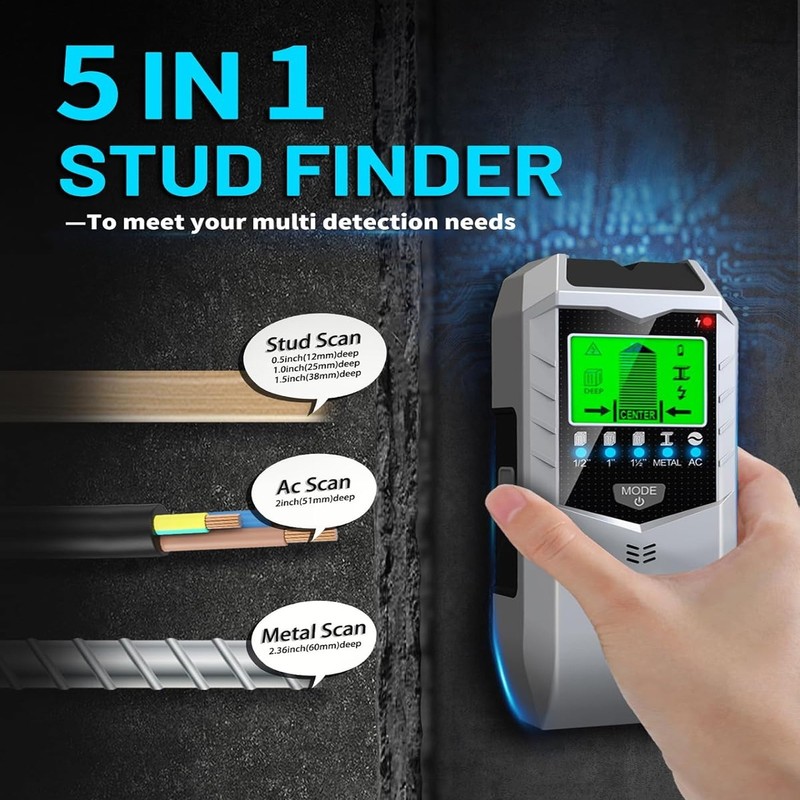 Multifunctional Wall Detector - Detects Metal, Wood, Wires for Safe Drilling gallery