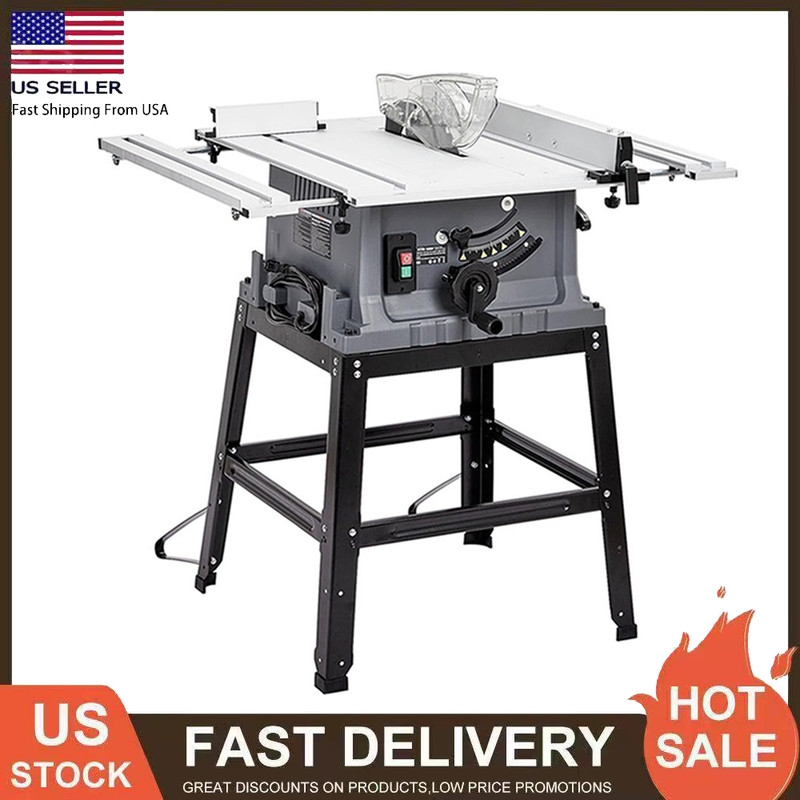 10» Portable Benchtop Table Saw Multifunctional Saw w/ Stand Push Stick 5000RPM