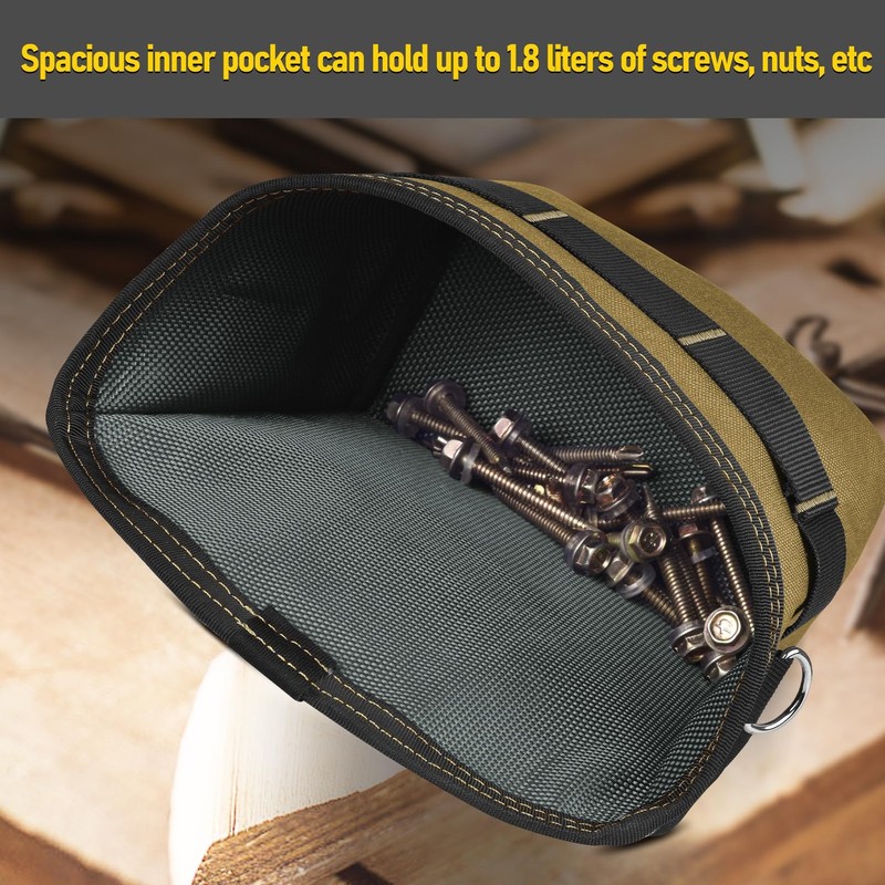 XL Khaki Tool Pouch for Nails Screws Bag with Belt Clip for Work DIY gallery