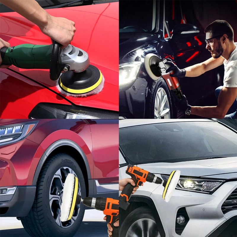 6" Buffing Polishing Pad Wool Wheel Mop Kit For Car Polisher Drill Adapter 5PCS gallery