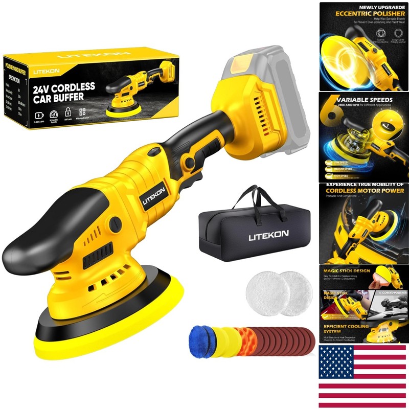 Variable Speed Cordless Car Polisher Kit – 1600W Motor & 21 Accessories Included