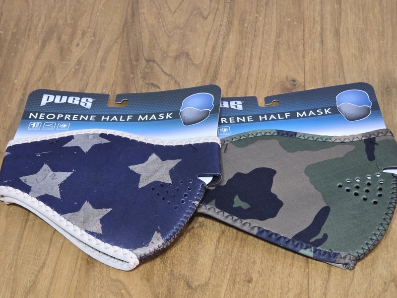 Pack Of 2 Pugs Neoprene Half Mask Hook & Loop Closure New American Flag & Camo