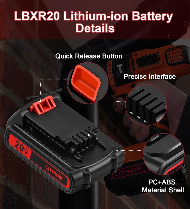 20V Lithium-ion 1.5Ah Battery &Charger for BLACK DECKER 20Volt LBXR20 LBX20 LB20 gallery