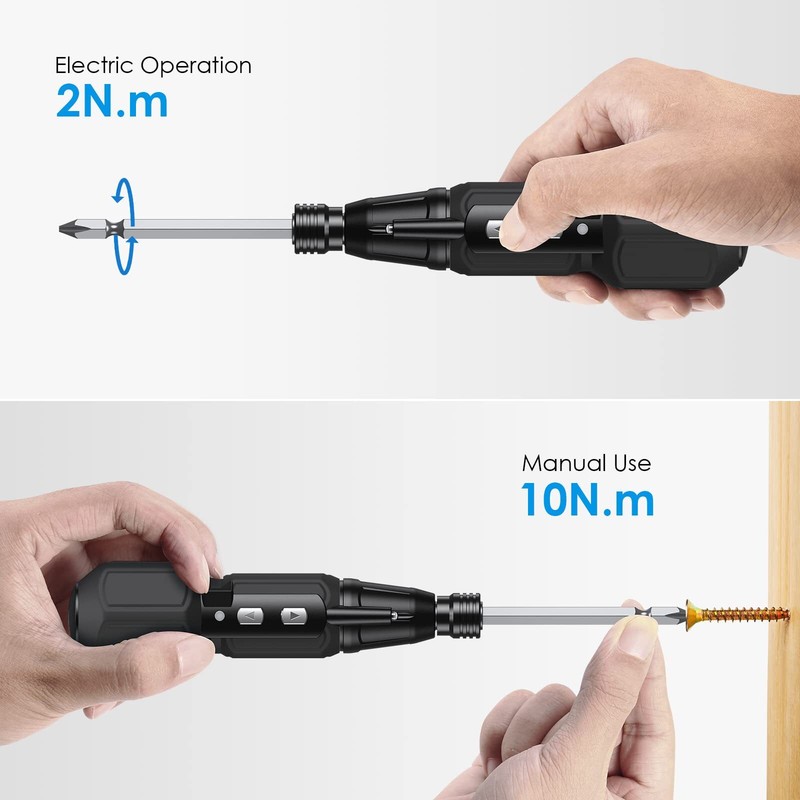 Black 2 in 1 Electric Cordless Screwdriver 3.6V with LED Light USB Charging gallery