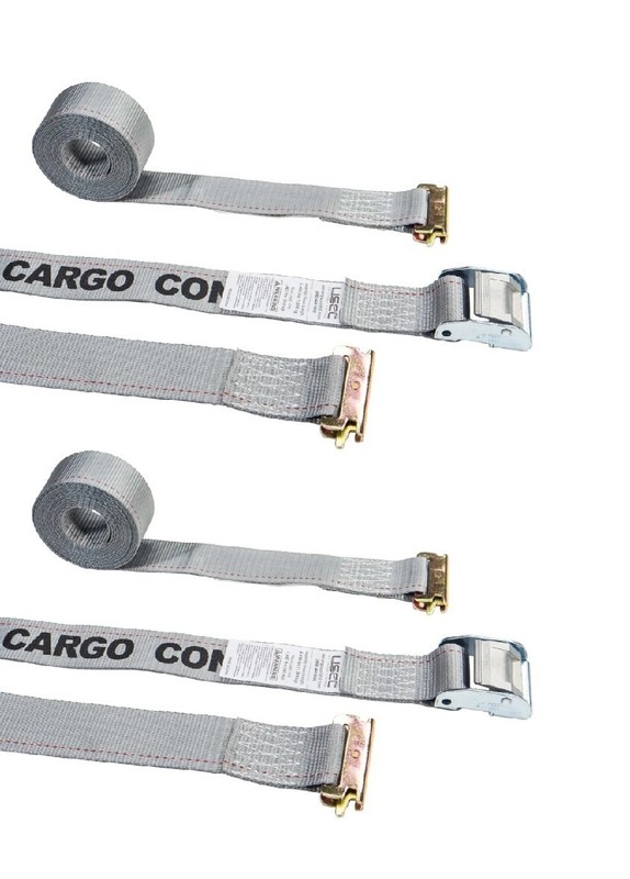 2 Pack Uscc 2″ x 16′ E Track Cam Buckle Strap w/Spring E Fittings Gray