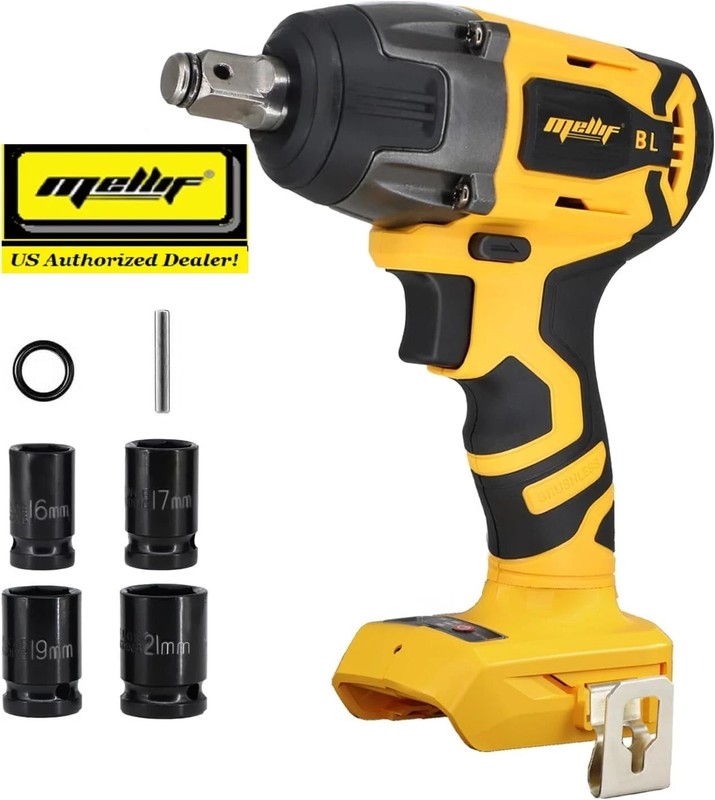 Mellif 1/2″ Impact Wrench FOR Dewalt 20V Max Battery NOT Included Sockets incl