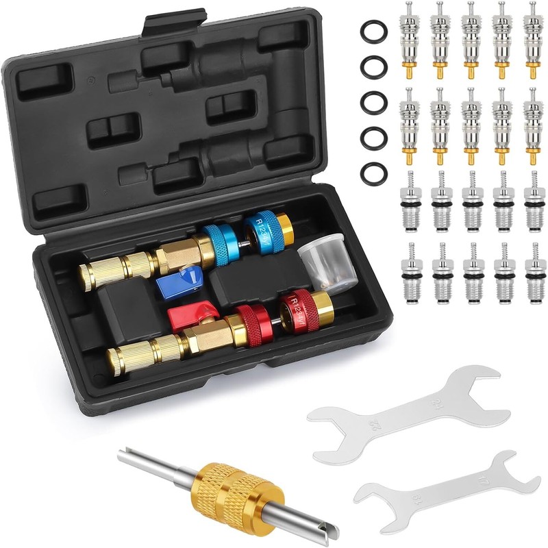 R134A R1234YF Valve Core Quick Remover Installer Tool Set, High Low Pressure US