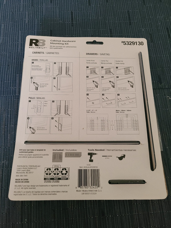 RELIABILT Clear Large Cabinet Hardware Mounting Template #5329130 gallery
