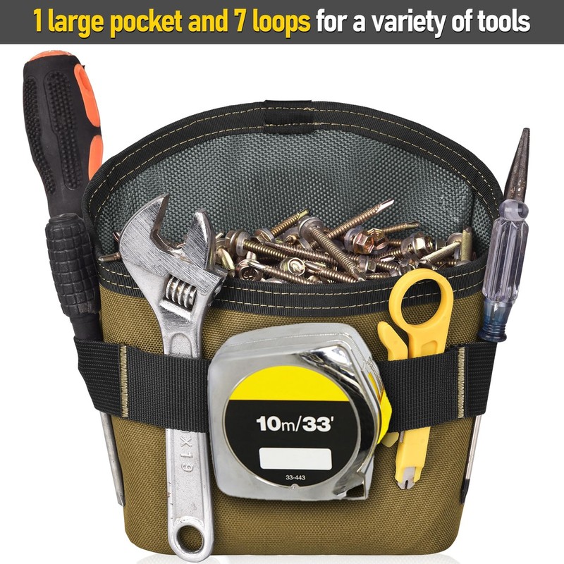 XL Khaki Tool Pouch for Nails Screws Bag with Belt Clip for Work DIY gallery