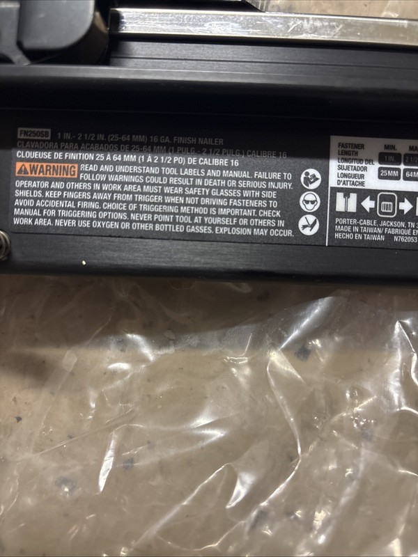 Porter Cable FN250SB Pneumatic 16g Straight Finish Nailer 1" To 2 1/2"- D15 gallery