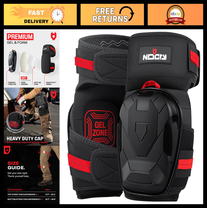 Heavy Duty Knee Pads for Men – Construction Work, Ankle Support, Anti-Slip Cap,