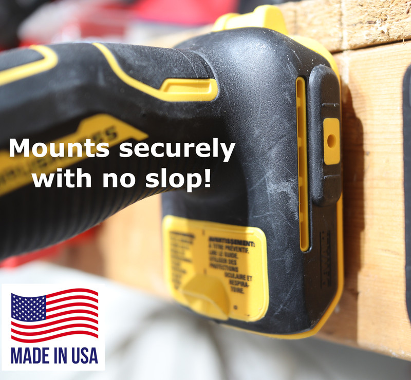 BEST FIT Yellow 10 Pack DeWALT 20V Tool Mounts / Hangers / Holders - MADE IN USA gallery