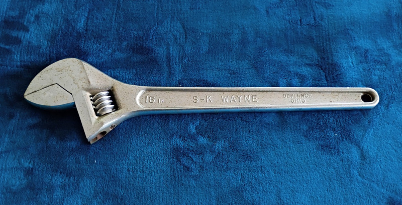 S-K Tools 16″ Adjustable Wrench Forged Alloy Approximately 2″ Capacity.