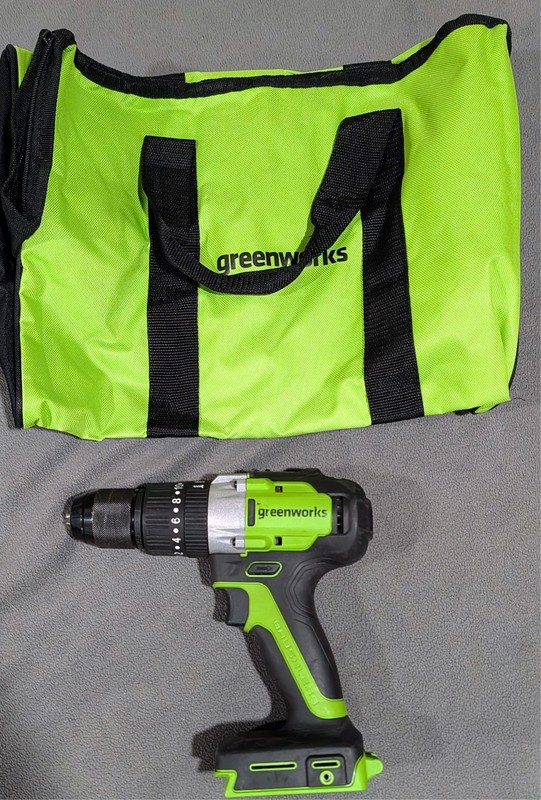 Greenworks DDG402 24V Brushless 1/2″ Hammer Drill w/ Bag Used