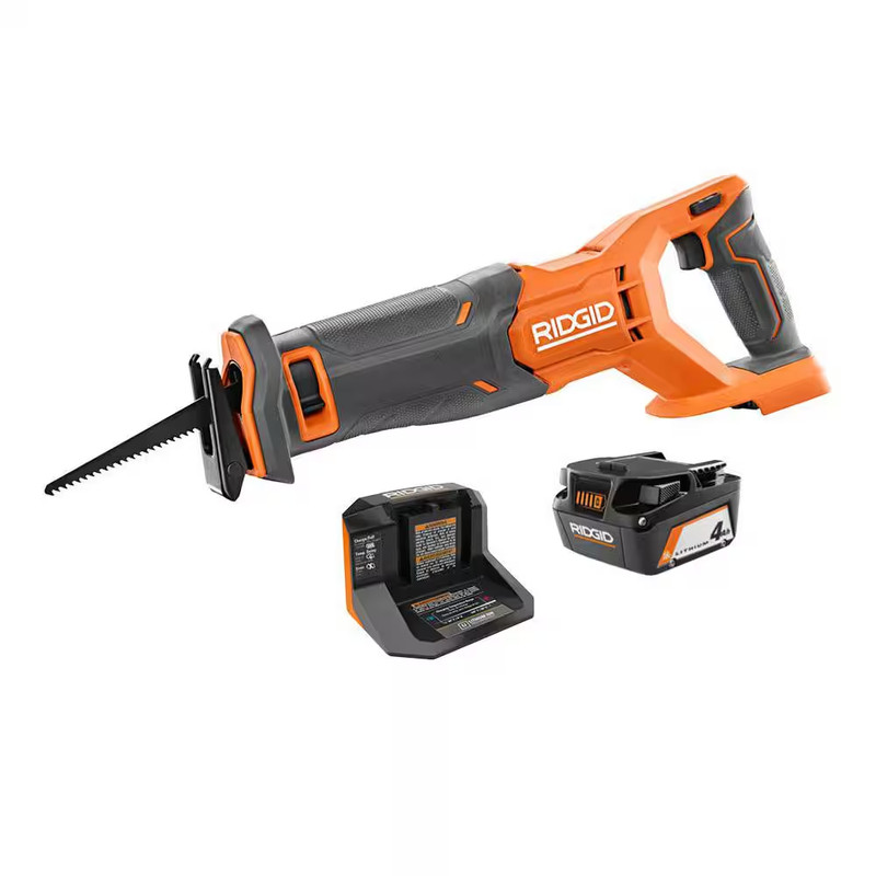Ridgid 18V Cordless Reciprocating Saw Kit with 4 0 Ah Battery and Charger