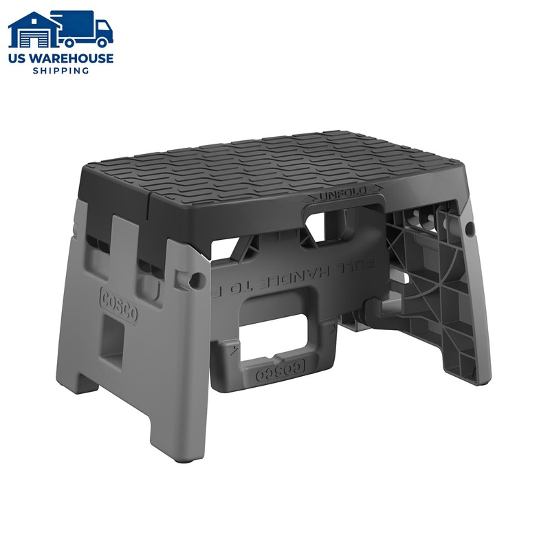 1-Step Plastic Folding Step Stool Type 1A 300 lb Black Gray