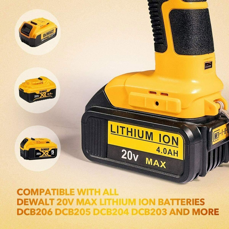 12W 1120LM Cordless LED Work Light For DeWalt 20V MAX DCB205 Li-Ion Battery /USB gallery
