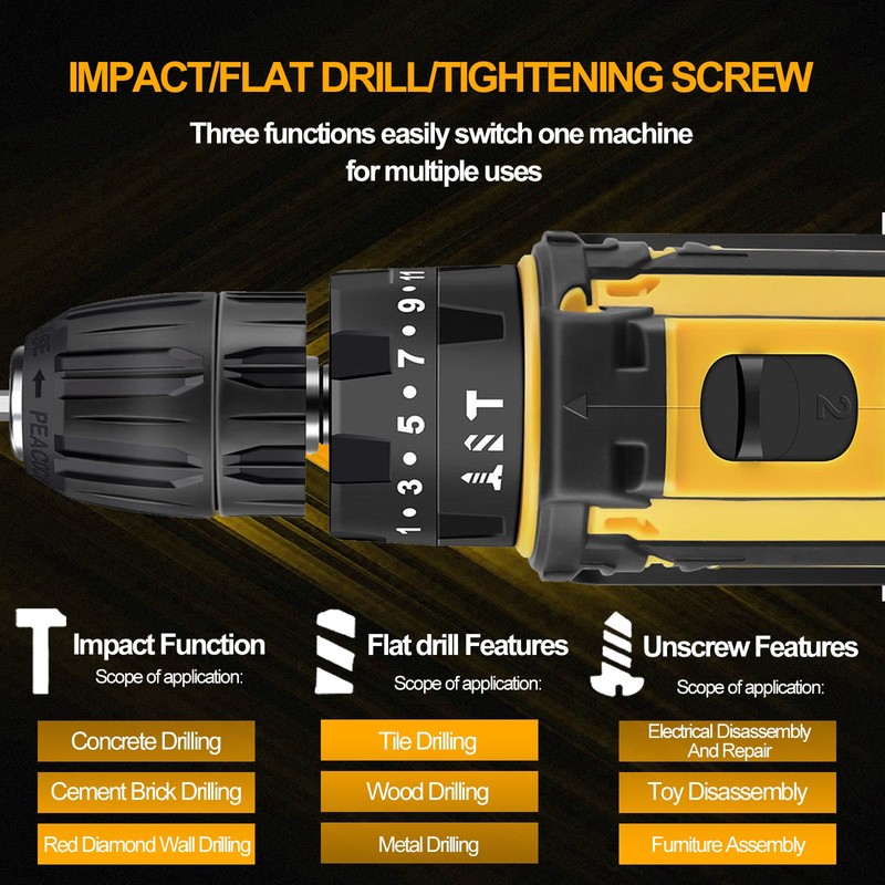 24V Cordless Drill Set Electric Power Drill 34Pcs with 3/8 Inch Keyless Chuck gallery