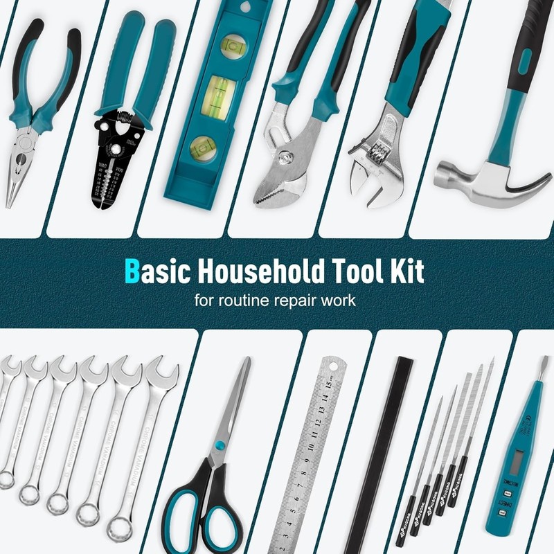 Comprehensive 379-Piece Household & Auto Tool Set - Easy-Storage Case Included gallery