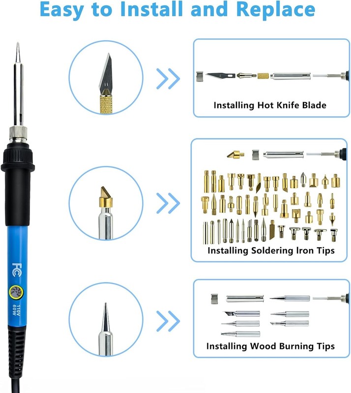 98PCS Wood Burning Pen Kit Gpyrography Kit Stencil Soldering Iron Tips Tools Set gallery