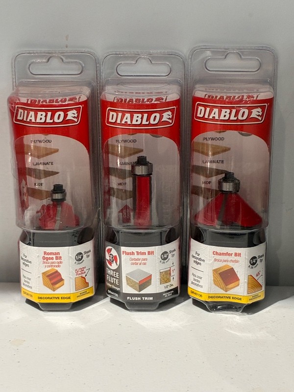 NEW!!! LOT OF 3 Diablo Router Bits (See Description For Specific Bit Info)