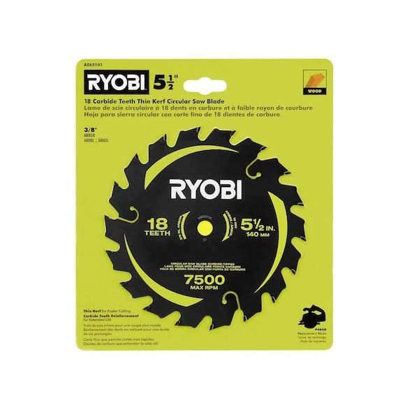 5-1/2 In. 18t Thin Kerf Carbide Circular Saw Blade | Ryobi Teeth gallery