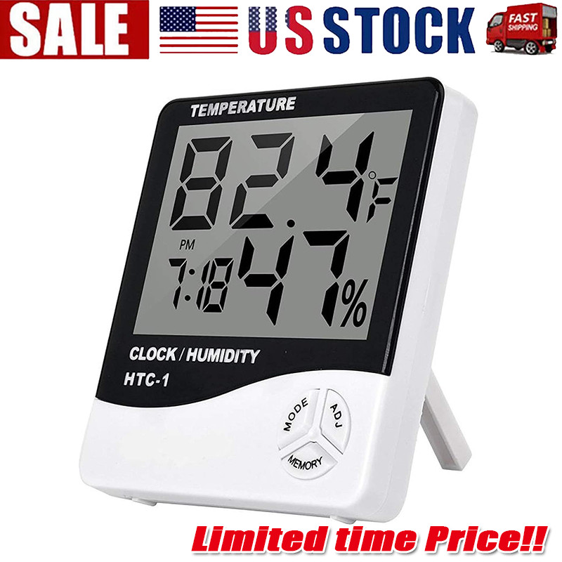 Thermometer Indoor Digital LCD Hygrometer Temperature Humidity Meter Alarm Clock