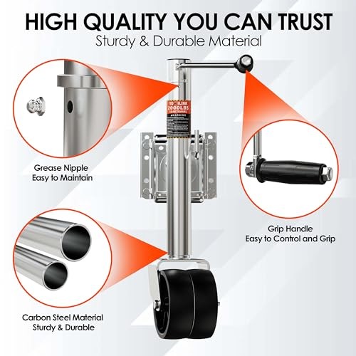 2000 lbs Trailer Jack with Dual Wheel, Heavy Duty Swivel Boat 2000lbs Silver gallery