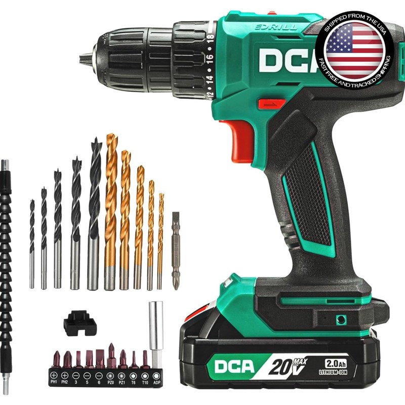 Lightweight 20V Drill Driver Kit with 18+1 Clutch and Flex Shaft for Easy Use