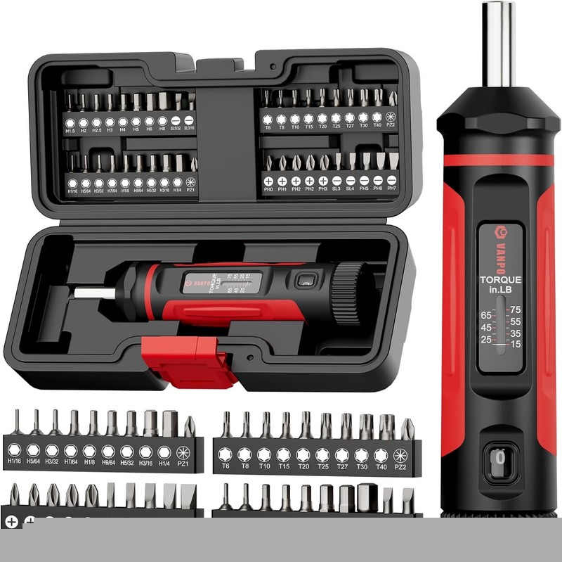 Torque Screwdriver 15-75In-lb Torque Screw Driver Wrench Driver Set 1/4» Drive