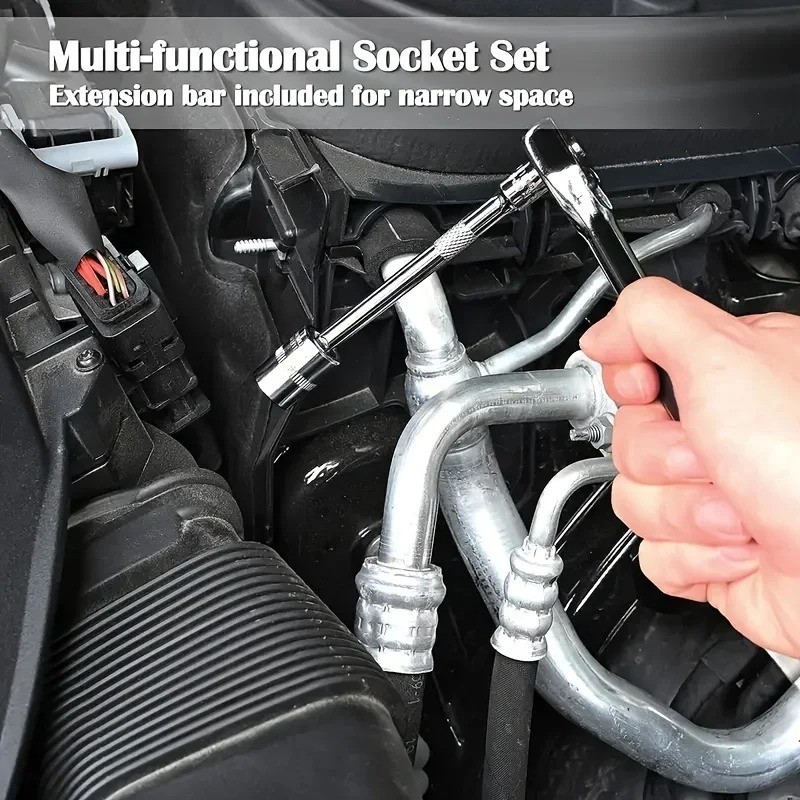46Pcs Family Tools 1/4 Set Mechanic Tool Kits for Auto Repair Hous with Sockets gallery