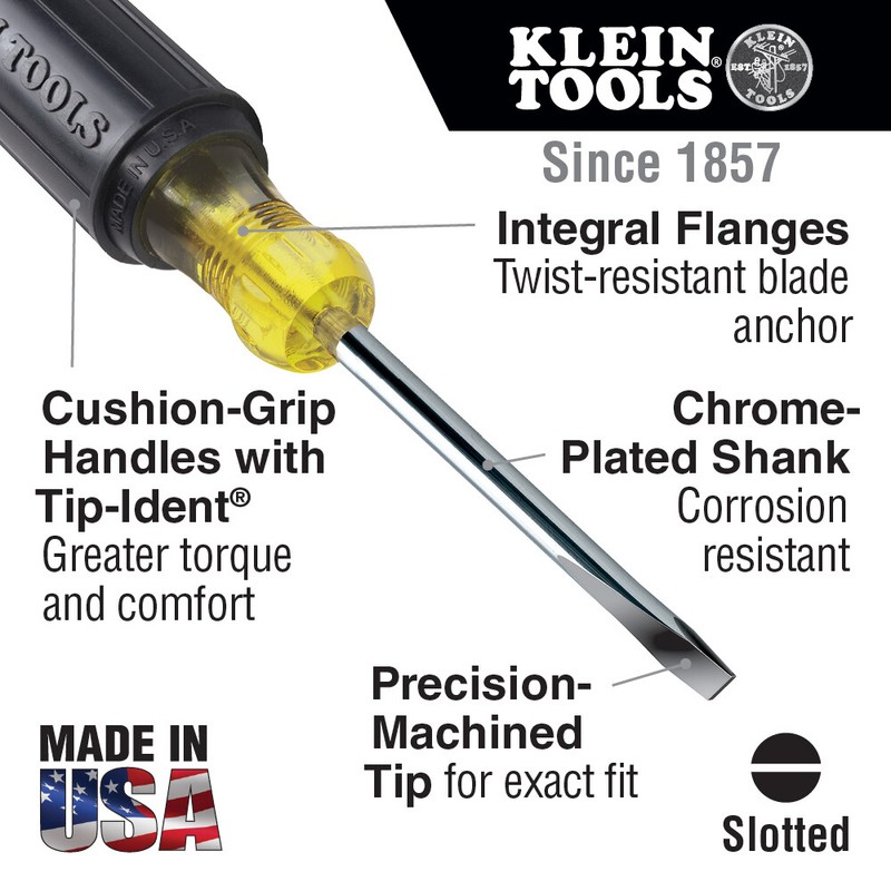 Klein Tools 600-1 5/16-Inch Cabinet Tip Screwdriver 1-1/2-Inch gallery