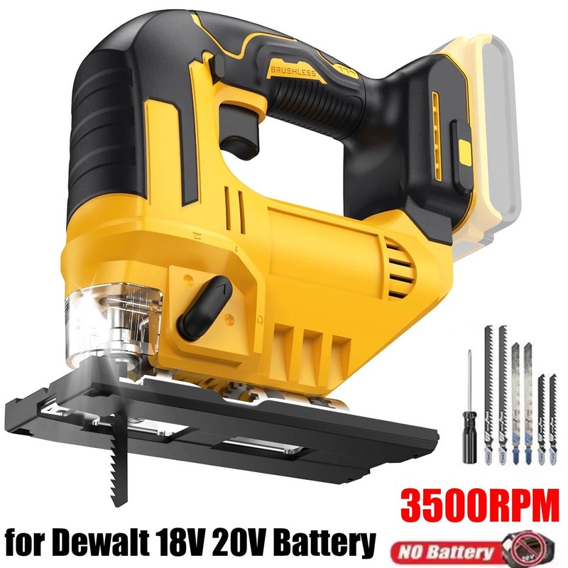 Cordless Jig Saw for Dewalt 20V Battery 0°-45° Bevel Cuts, Brushless Jigsaw Tool