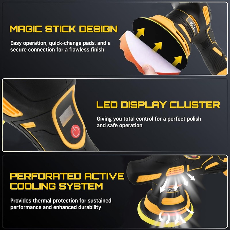 Dual Action Car Polisher Buffer Machine Cordless Sander Polishing Kit 2 Battery gallery