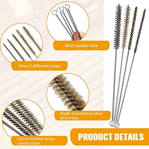 20 Pcs Wire Tube Brushes Bulk for Cleaning Pipe Tube Brass Stainless Steel Round gallery